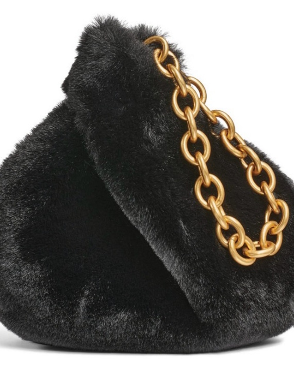 Donna Karan New York Lawrence Black Faux Fur Chain Handle Wristlet Bag